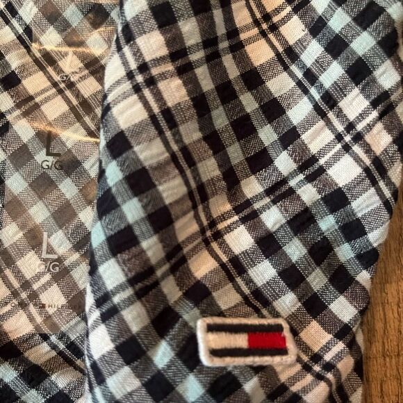 Tommy Jeans Women's Plaid Smocked Scarf Bandeau Top Blue Size Large - Picture 11 of 12